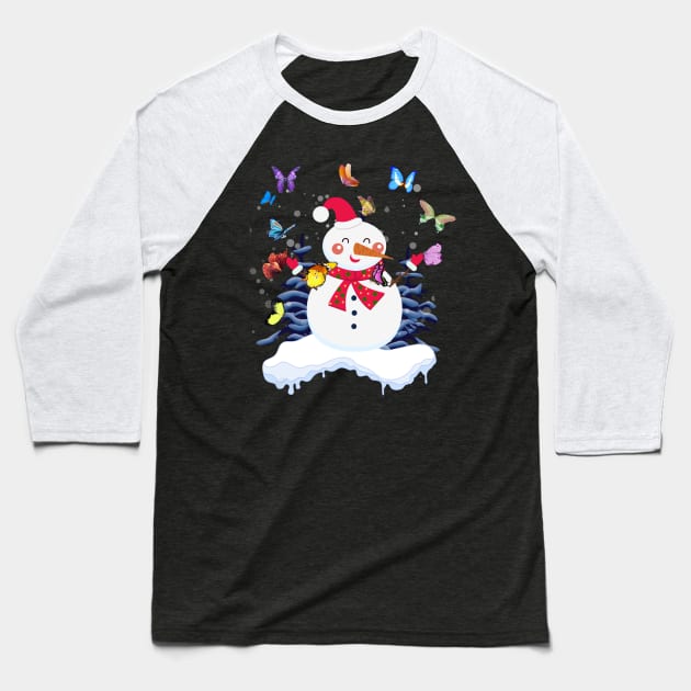 Cute Snowman Butterlfy Costume Gift Baseball T-Shirt by Ohooha